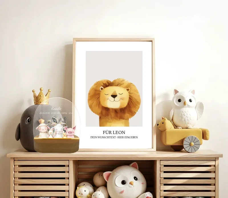 Personalisiertes Baby & Kinder LED Nachtlicht Bauernhof Tiere Geburtsdaten Geburtsgeschenk & Taufgeschenk
