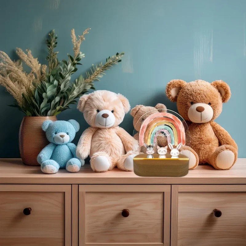 Personalisiertes Baby & Kinder LED Nachtlicht 1-3 Tiere Bauernhof mit Namen Geburtsgeschenk & Taufgeschenk