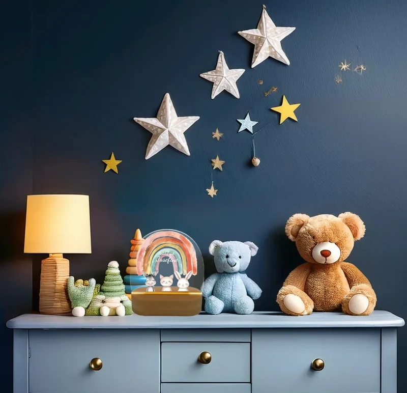 Personalisiertes Baby & Kinder LED Nachtlicht 1-3 Tiere Bauernhof mit Namen Geburtsgeschenk & Taufgeschenk