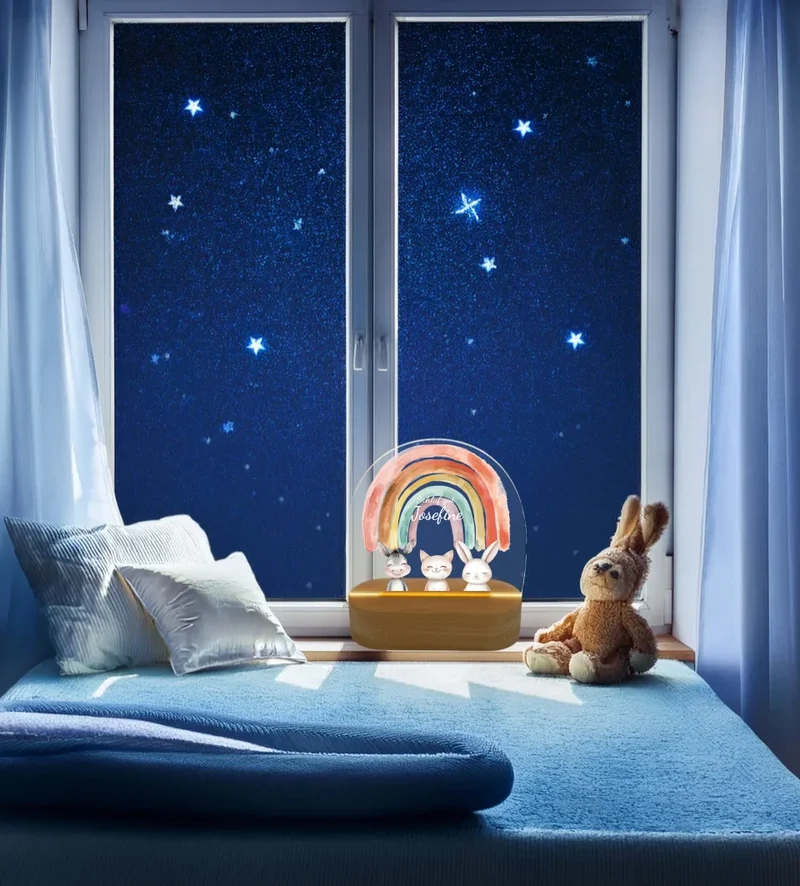 Personalisiertes Baby & Kinder LED Nachtlicht 1-3 Tiere Bauernhof mit Namen Geburtsgeschenk & Taufgeschenk