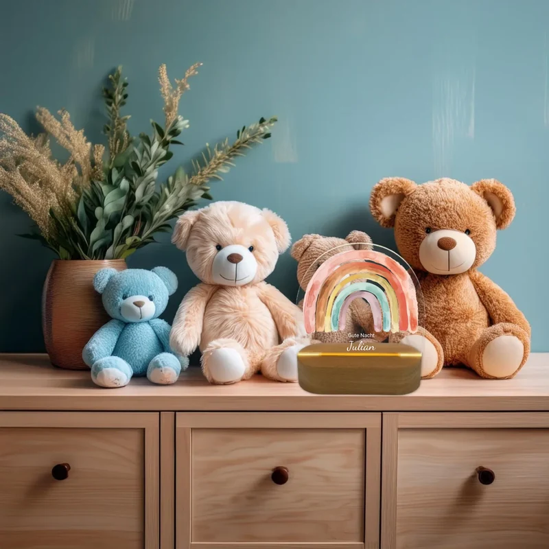 Personalisiertes Baby & Kinder LED Nachtlicht Regenbogen Gute Nacht mit Namen Geburtsgeschenk & Taufgeschenk