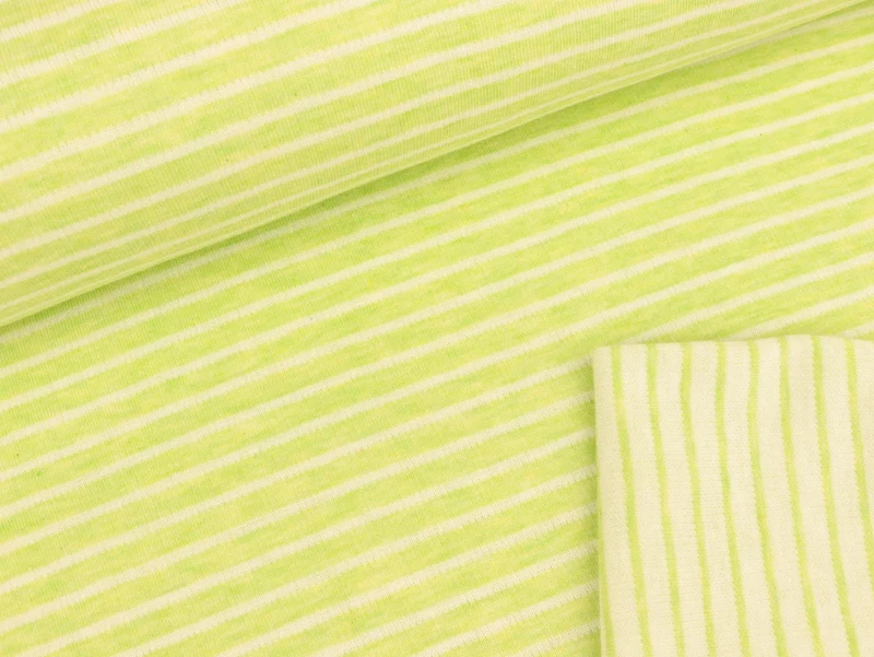 Reststück 44cm - Hamburger Liebe Jacquardjersey Melange Double Stripe lattuga-weiß