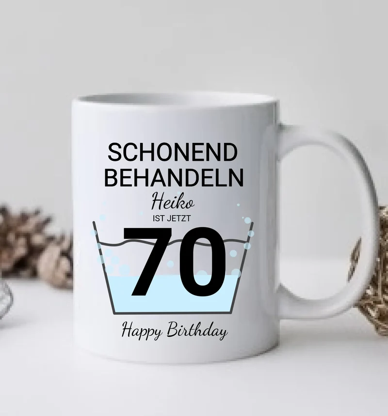 70. Geburtstag Geschenk personalisiert | Schonend Behandeln | Das gute Stück ist 70 Jahre | Tasse Geschenk Frau Mann Geburtstagsgeschenk