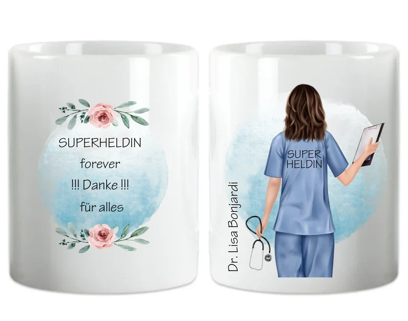 Danke Geschenk Ärztin, Krankenschwester personalisierte Tasse, Geschenk Altenpflege, Arzthelferin Medizinische Fachangestellte