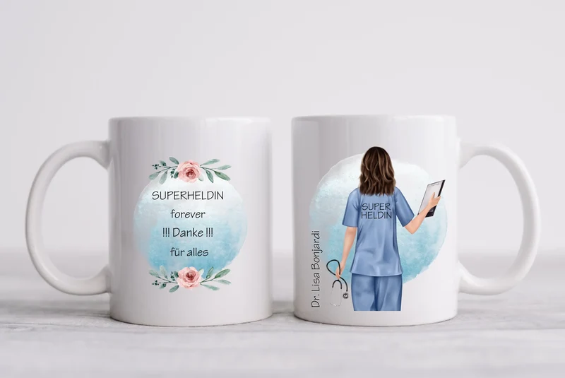 Danke Geschenk Ärztin, Krankenschwester personalisierte Tasse, Geschenk Altenpflege, Arzthelferin Medizinische Fachangestellte