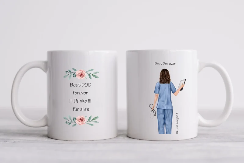 Geschenk personalisierte Tasse Ärztin – Mit Namen & Spruch Geschenkidee Kollegin, Pflegerin