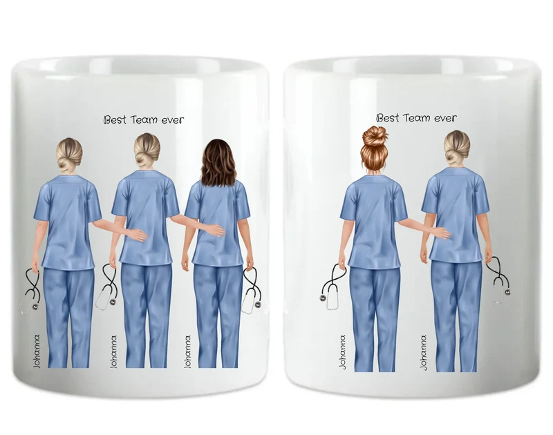 5 Beste Krankenschwester Team Tasse, Personalisierter Kaffeebecher, Danke Geschenkidee Kollegin, Tassendruck, Pflegerin, Ärztin