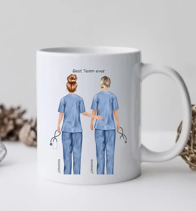 5 Beste Krankenschwester Team Tasse, Personalisierter Kaffeebecher, Danke Geschenkidee Kollegin, Tassendruck, Pflegerin, Ärztin
