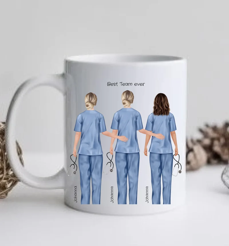 5 Beste Krankenschwester Team Tasse, Personalisierter Kaffeebecher, Danke Geschenkidee Kollegin, Tassendruck, Pflegerin, Ärztin