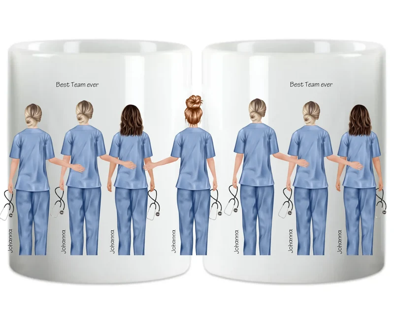 7 Beste Krankenschwester Team Tasse, Personalisierter Kaffeebecher, Danke Geschenkidee Kollegin, Tassendruck, Pflegerin, Ärztin