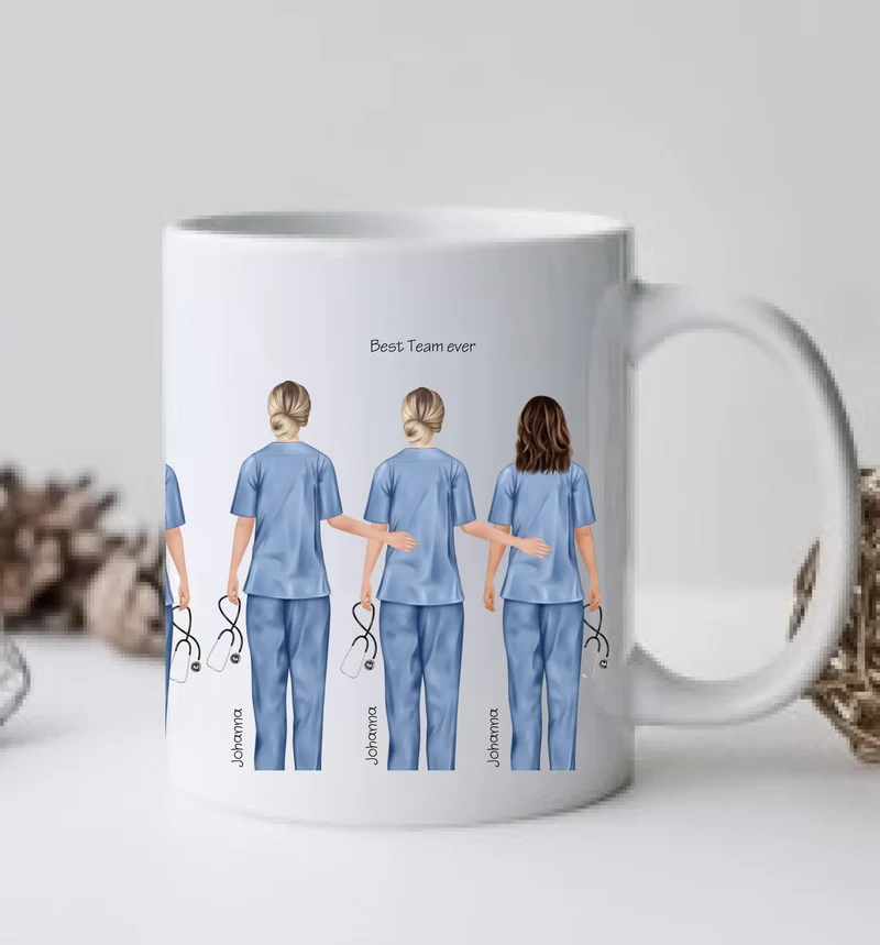 7 Beste Krankenschwester Team Tasse, Personalisierter Kaffeebecher, Danke Geschenkidee Kollegin, Tassendruck, Pflegerin, Ärztin