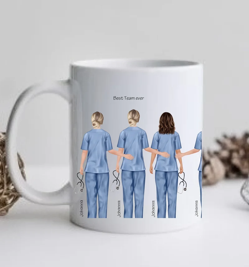 7 Beste Krankenschwester Team Tasse, Personalisierter Kaffeebecher, Danke Geschenkidee Kollegin, Tassendruck, Pflegerin, Ärztin