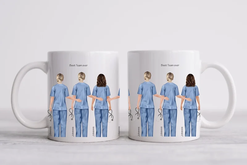 7 Beste Krankenschwester Team Tasse, Personalisierter Kaffeebecher, Danke Geschenkidee Kollegin, Tassendruck, Pflegerin, Ärztin