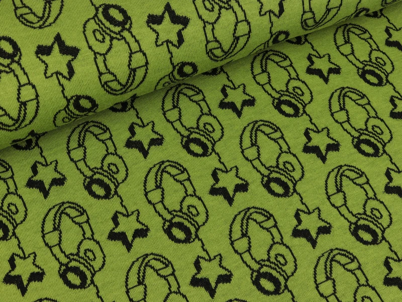 Reststück 22cm - Hamburger Liebe Pattern Love Doubleface Jacquard Jersey Star Beat olivia