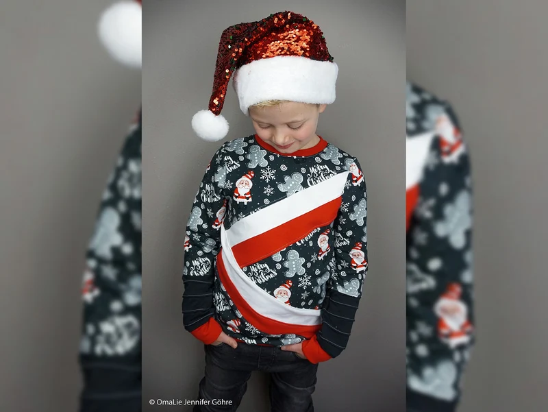 Reststück 47cm - Baumwollsweat Toronto Merry Christmas schwarz