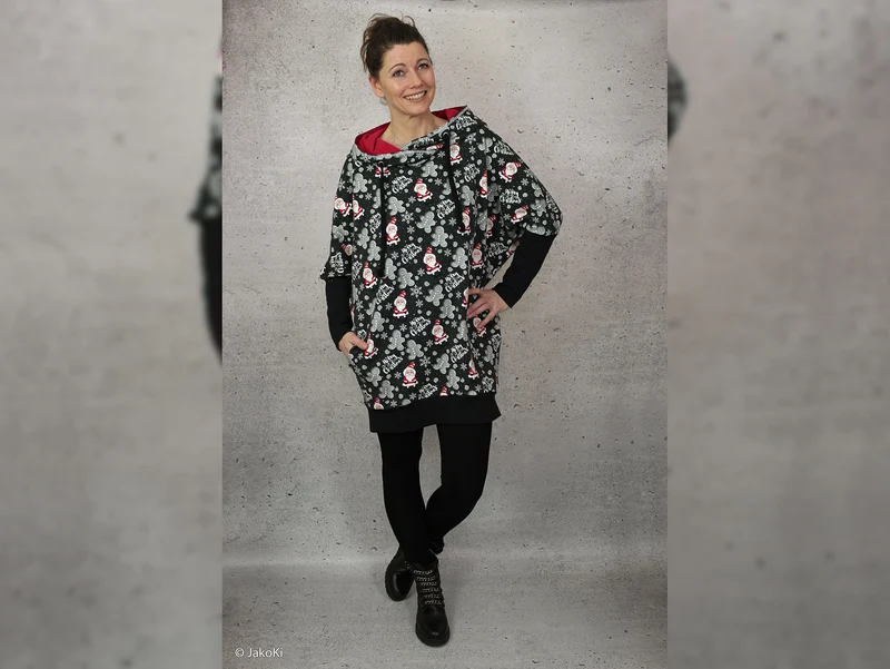 Reststück 47cm - Baumwollsweat Toronto Merry Christmas schwarz