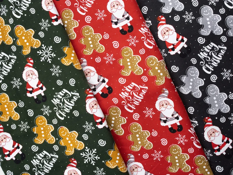 Reststück 47cm - Baumwollsweat Toronto Merry Christmas schwarz