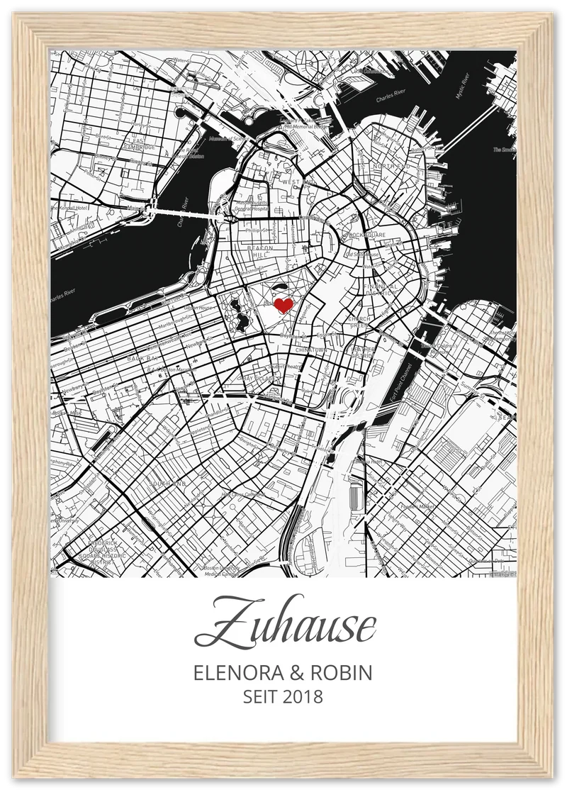 Zuhause - Koordinaten Bild personalisiert | Stadtkarte Poster Hochzeitsgeschenk Einzugsgeschenk