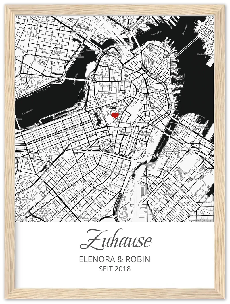 Zuhause - Koordinaten Bild personalisiert | Stadtkarte Poster Hochzeitsgeschenk Einzugsgeschenk