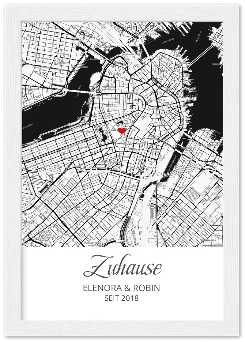 Zuhause - Koordinaten Bild personalisiert | Stadtkarte Poster Hochzeitsgeschenk Einzugsgeschenk