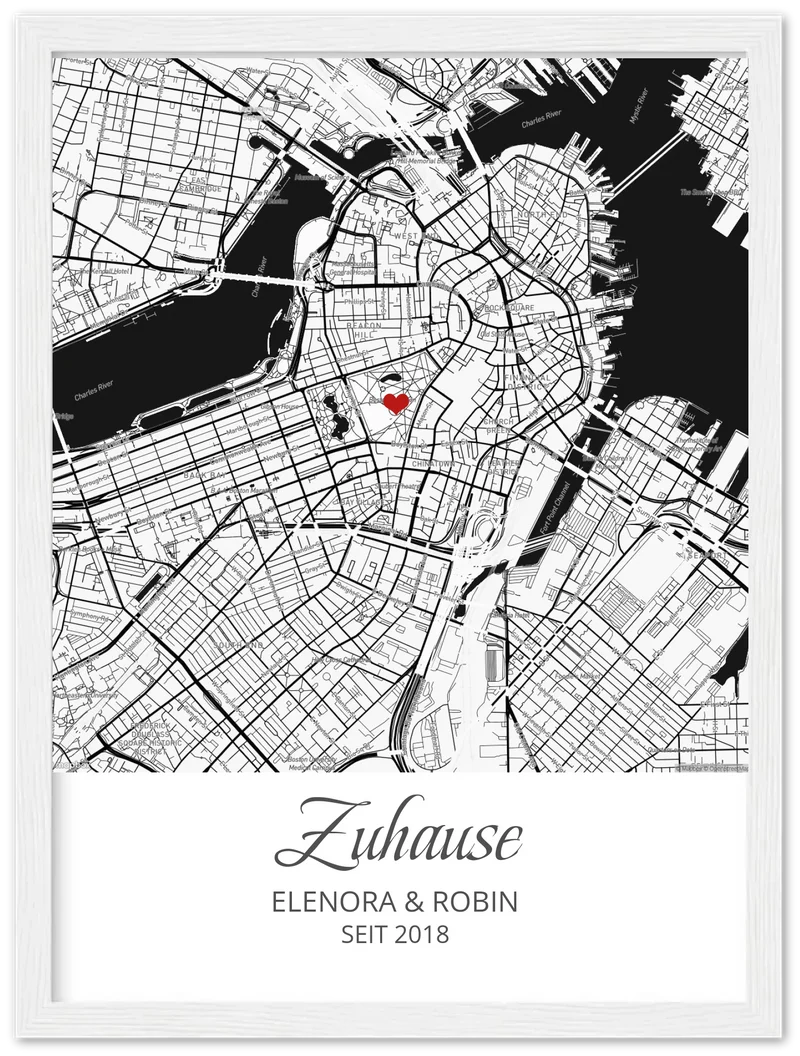 Zuhause - Koordinaten Bild personalisiert | Stadtkarte Poster Hochzeitsgeschenk Einzugsgeschenk