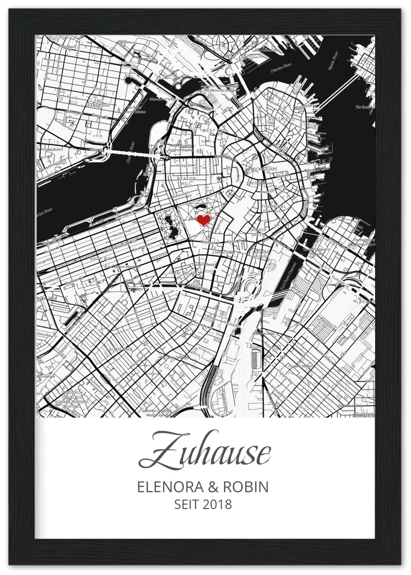 Zuhause - Koordinaten Bild personalisiert | Stadtkarte Poster Hochzeitsgeschenk Einzugsgeschenk