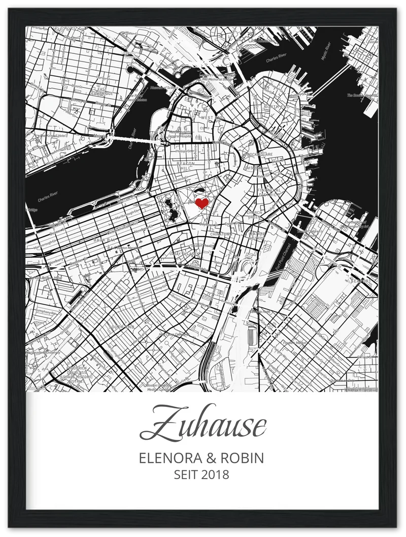 Zuhause - Koordinaten Bild personalisiert | Stadtkarte Poster Hochzeitsgeschenk Einzugsgeschenk