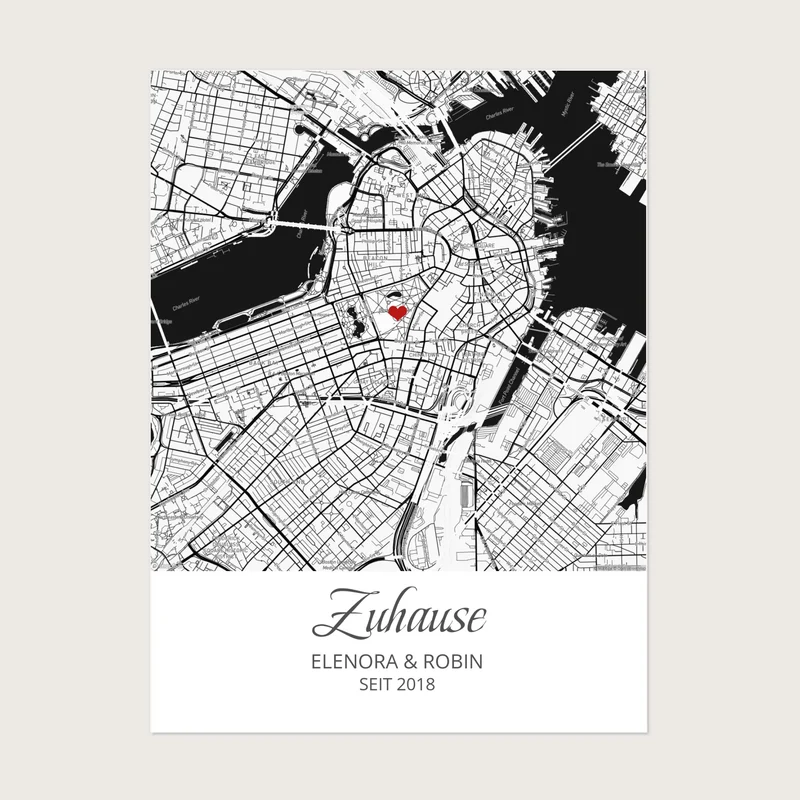 Zuhause - Koordinaten Bild personalisiert | Stadtkarte Poster Hochzeitsgeschenk Einzugsgeschenk