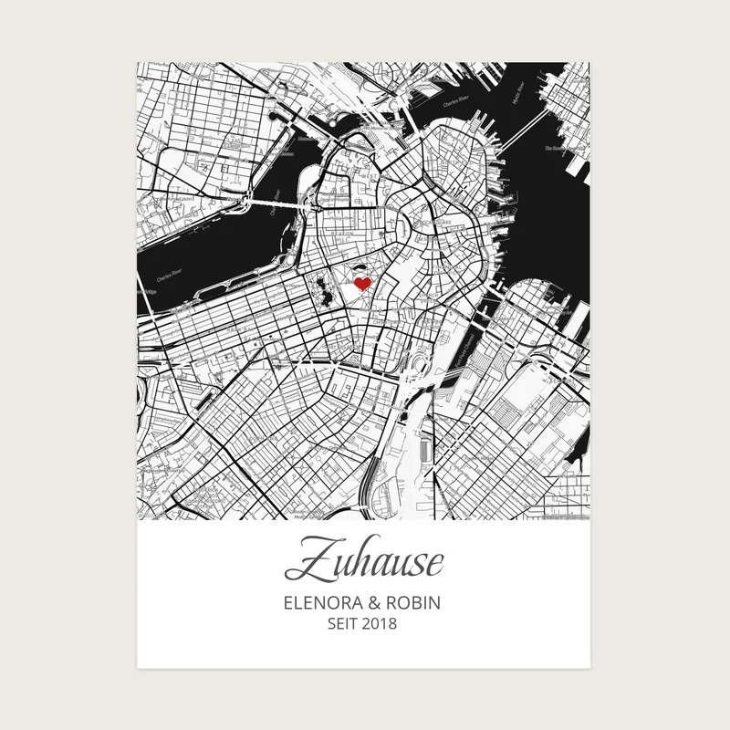 Zuhause - Koordinaten Bild personalisiert | Stadtkarte Poster Hochzeitsgeschenk Einzugsgeschenk