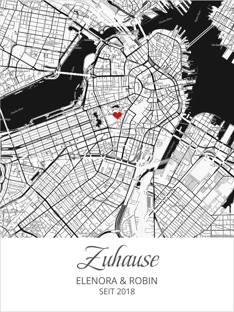 Zuhause - Koordinaten Bild personalisiert | Stadtkarte Poster Hochzeitsgeschenk Einzugsgeschenk