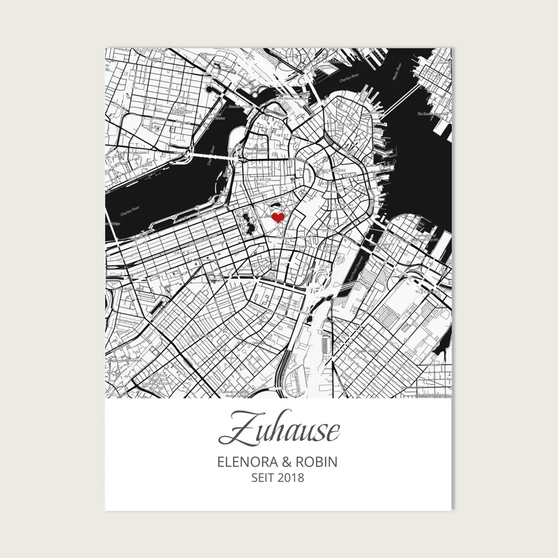 Zuhause - Koordinaten Bild personalisiert | Stadtkarte Poster Hochzeitsgeschenk Einzugsgeschenk