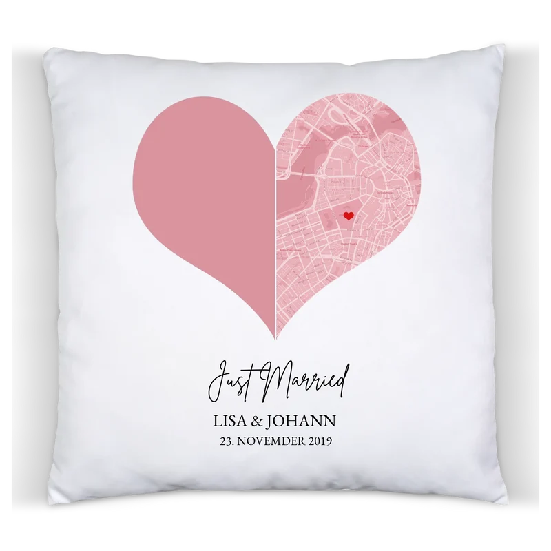 Hochzeitsgeschenk Brautpaar | Deko Foto Hochzeitskissen mit Namen und Datum personalisiert