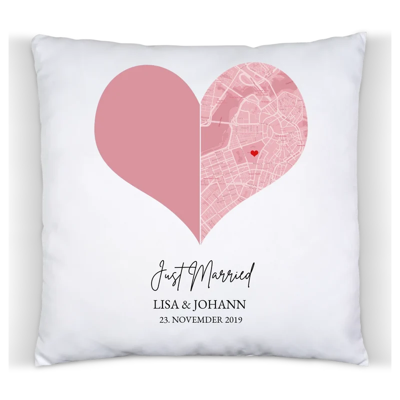 Hochzeitsgeschenk Brautpaar | Deko Foto Hochzeitskissen mit Namen und Datum personalisiert