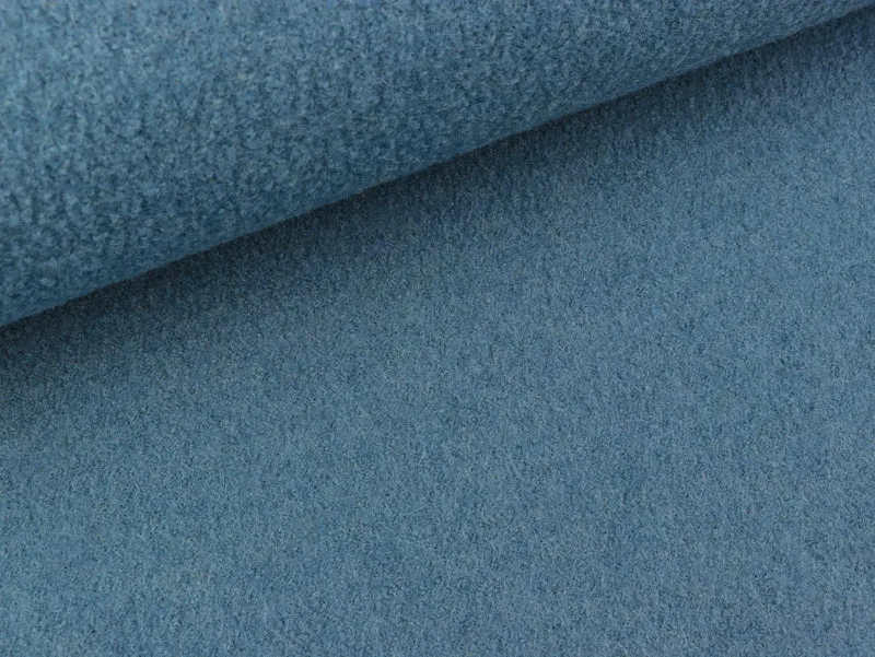 Reststück 21cm - Gekochte Wolle Naomi rauchblau uni Wollwalk