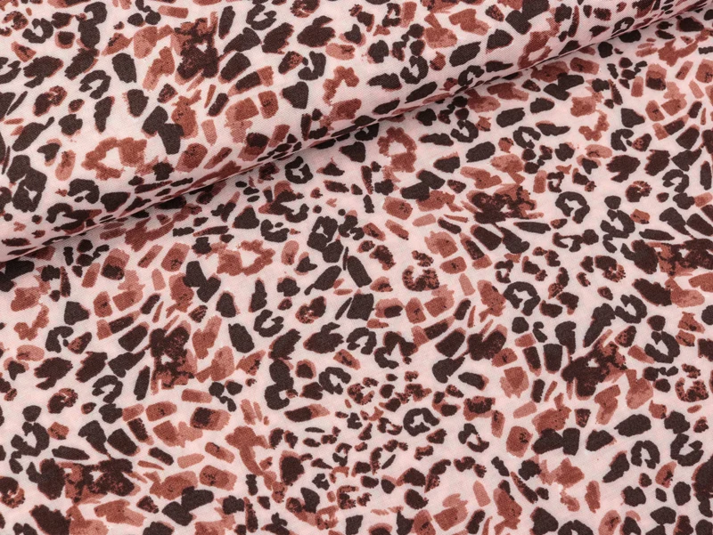 Reststück 14cm - Viskosestoff Chally Leoprint bunt auf Nude