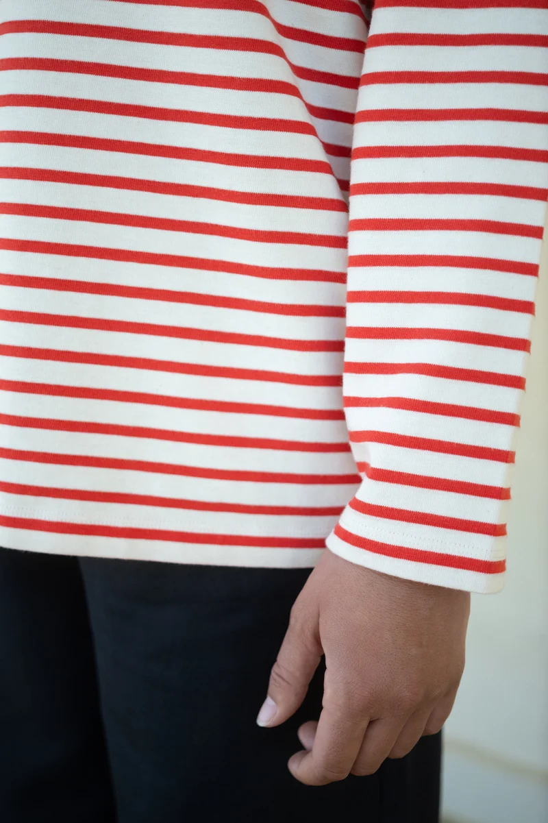 Longsleeve Stina naturweiß-rot