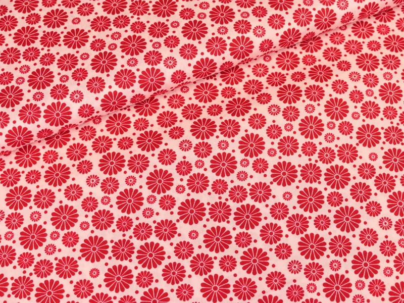 Reststück 21cm - Stenzo Baumpopeline Blümchen rot-rosa