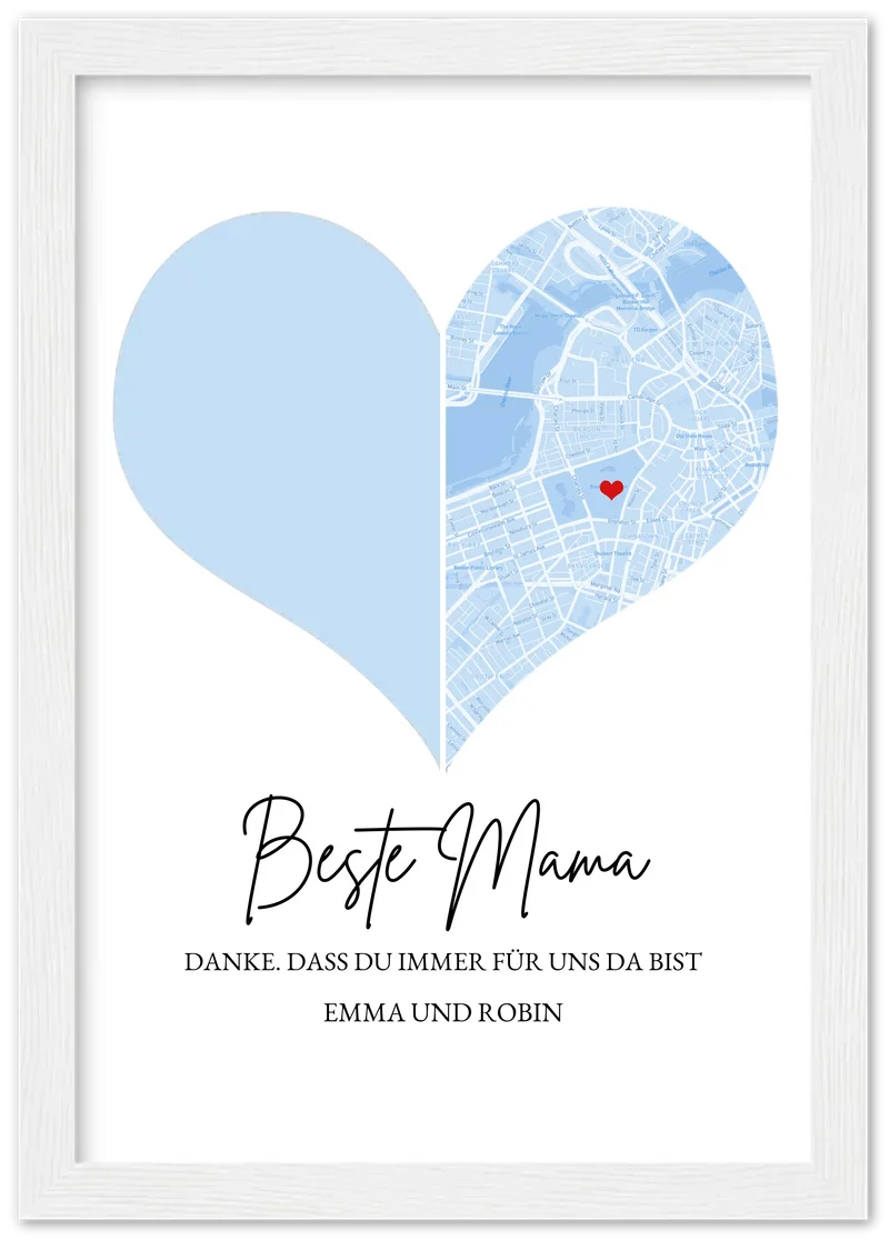 Muttertagsgeschenk für Mama mit Foto und Stadtkarte | Fotoposter Geschenk zum Muttertag Vatertag Geburtstag