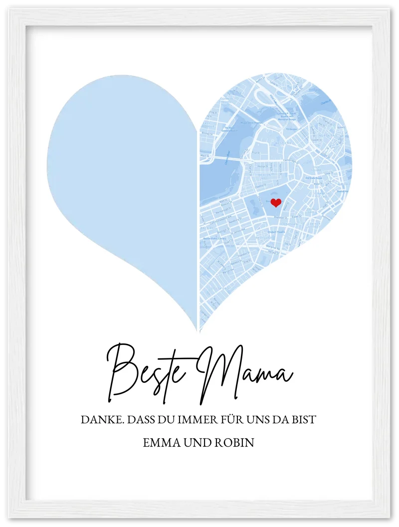 Muttertagsgeschenk für Mama mit Foto und Stadtkarte | Fotoposter Geschenk zum Muttertag Vatertag Geburtstag