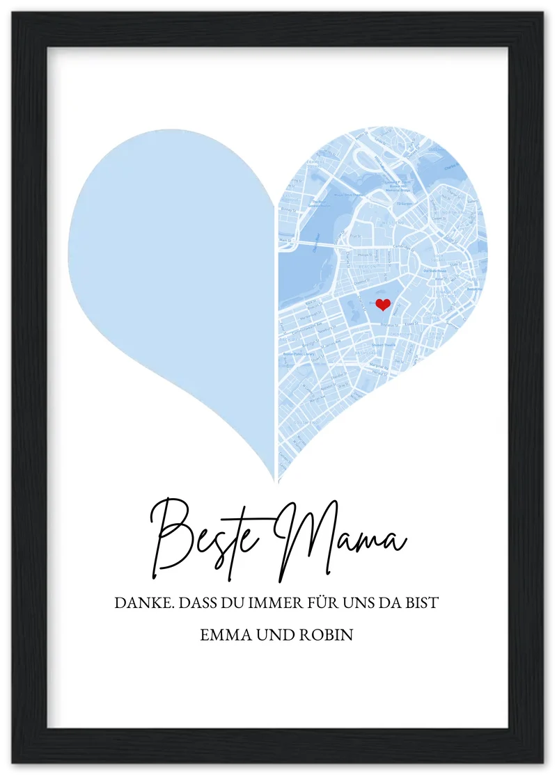 Muttertagsgeschenk für Mama mit Foto und Stadtkarte | Fotoposter Geschenk zum Muttertag Vatertag Geburtstag