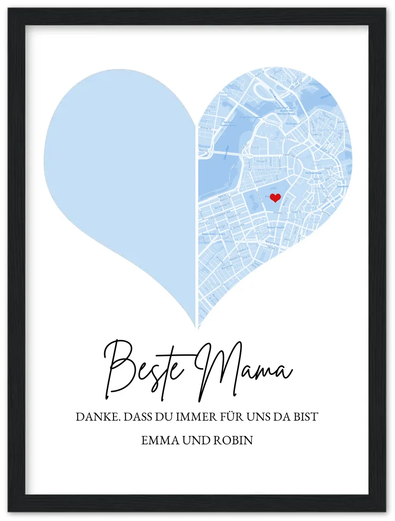 Muttertagsgeschenk für Mama mit Foto und Stadtkarte | Fotoposter Geschenk zum Muttertag Vatertag Geburtstag