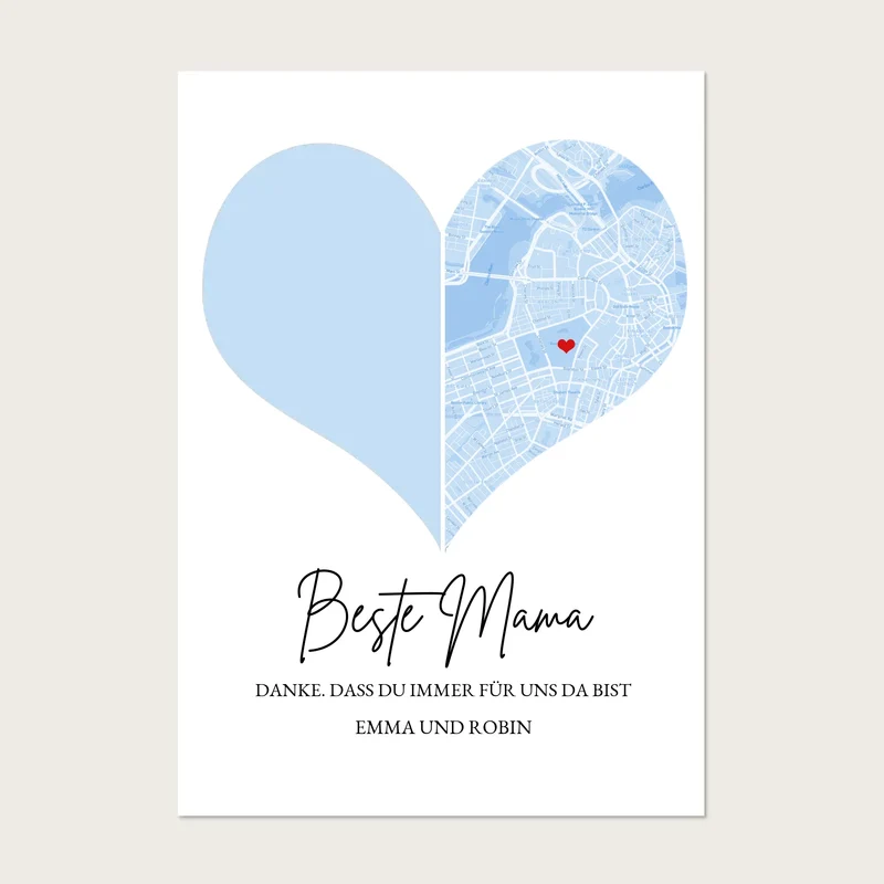 Muttertagsgeschenk für Mama mit Foto und Stadtkarte | Fotoposter Geschenk zum Muttertag Vatertag Geburtstag