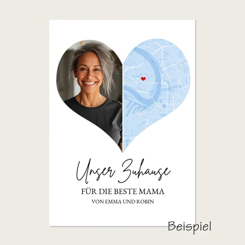 Muttertagsgeschenk für Mama mit Foto und Stadtkarte | Fotoposter Geschenk zum Muttertag Vatertag Geburtstag