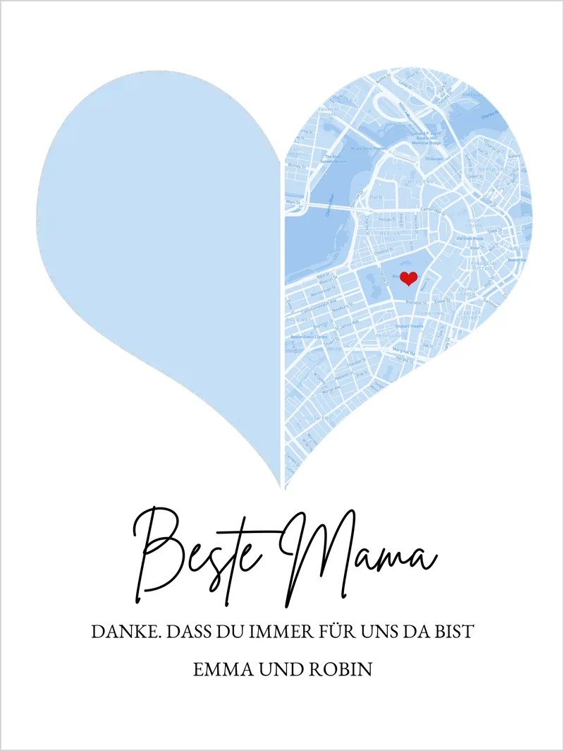 Muttertagsgeschenk für Mama mit Foto und Stadtkarte | Fotoposter Geschenk zum Muttertag Vatertag Geburtstag