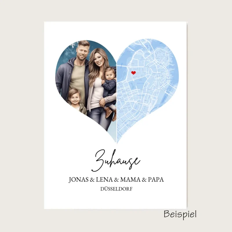 Muttertagsgeschenk für Mama mit Foto und Stadtkarte | Fotoposter Geschenk zum Muttertag Vatertag Geburtstag
