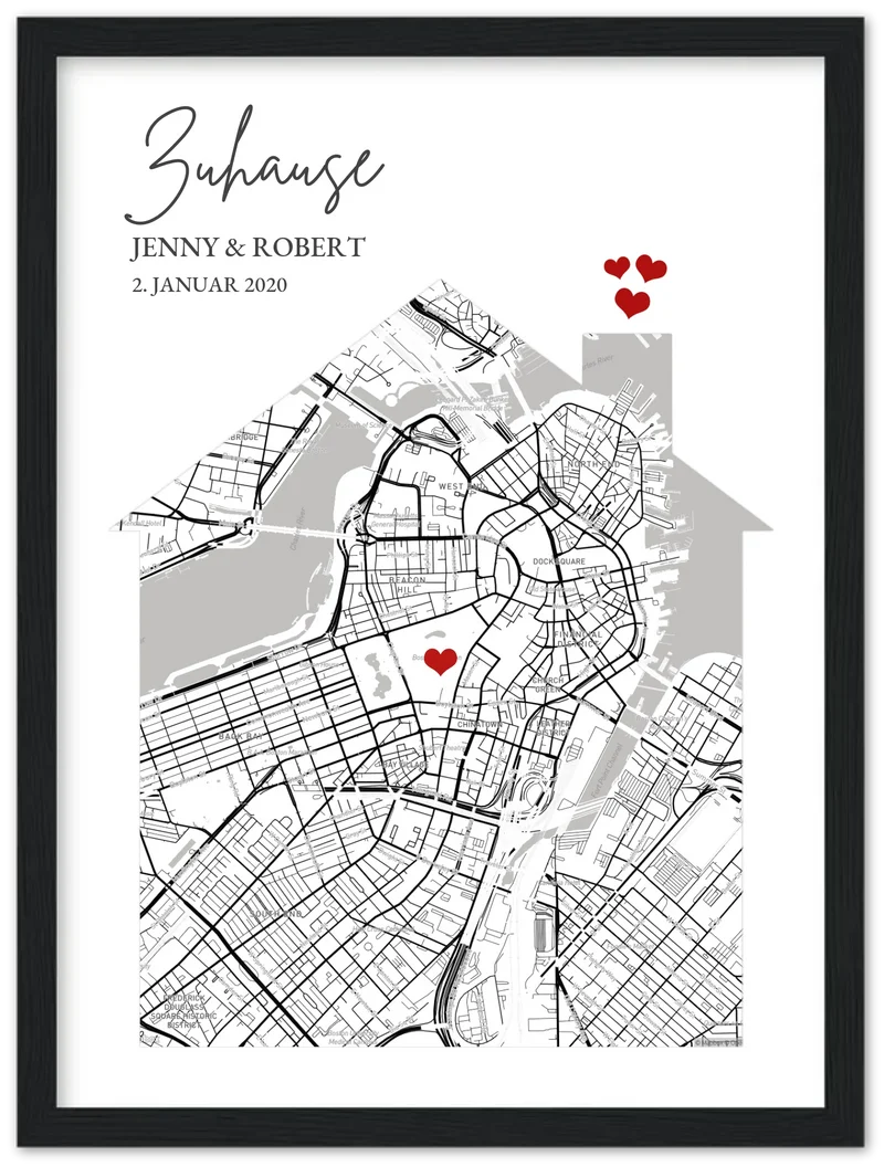 Geschenk zur Hauseinweihung personalisiert - Zuhause Poster - Einzugsgeschenk - Koordinaten Bild Richtfest