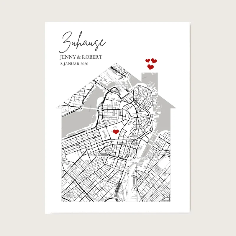 Geschenk zur Hauseinweihung personalisiert - Zuhause Poster - Einzugsgeschenk - Koordinaten Bild Richtfest