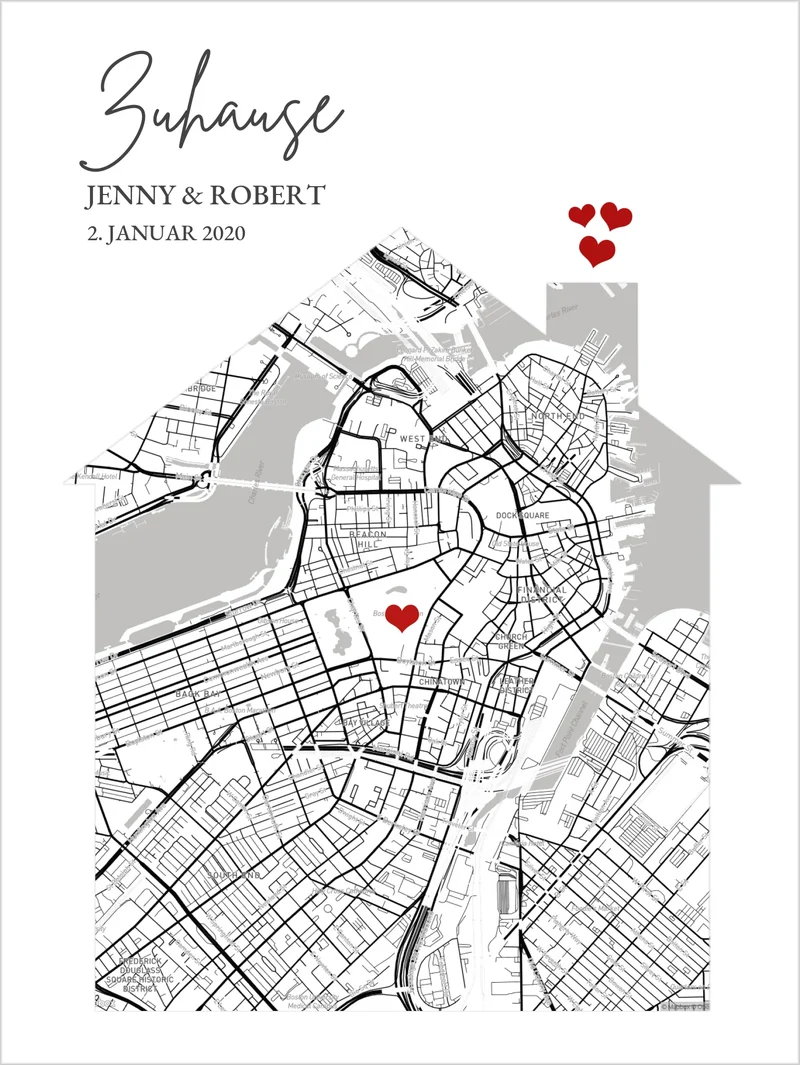 Geschenk zur Hauseinweihung personalisiert - Zuhause Poster - Einzugsgeschenk - Koordinaten Bild Richtfest
