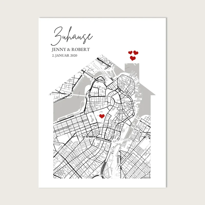 Geschenk zur Hauseinweihung personalisiert - Zuhause Poster - Einzugsgeschenk - Koordinaten Bild Richtfest