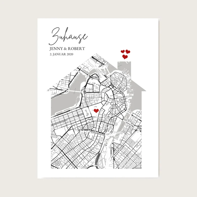 Geschenk zur Hauseinweihung personalisiert - Zuhause Poster - Einzugsgeschenk - Koordinaten Bild Richtfest